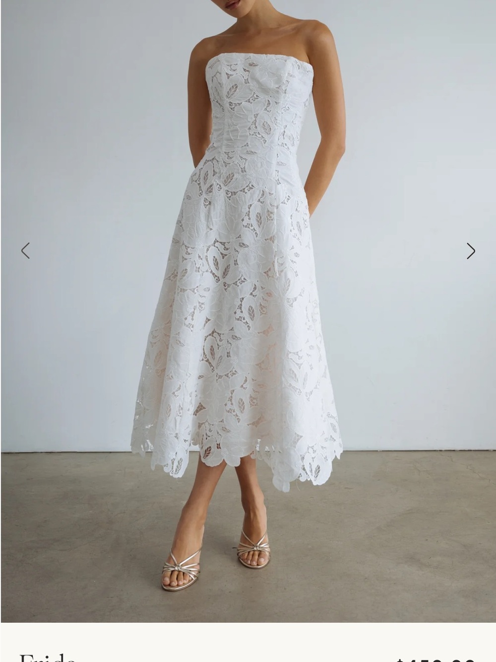 Jenny Yoo Frida White Strapless Lace Midi Dress - Picture 7 of 8